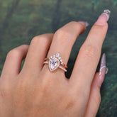 1.5 Carat Pear Shaped Moissanite Engagement Ring Classic Wedding Ring Set